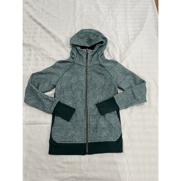 Lululemon Tops - Lululemon Scuba Women’s Full Zip Hoodie Jacket Size 6 Green EUC Fleece Lined